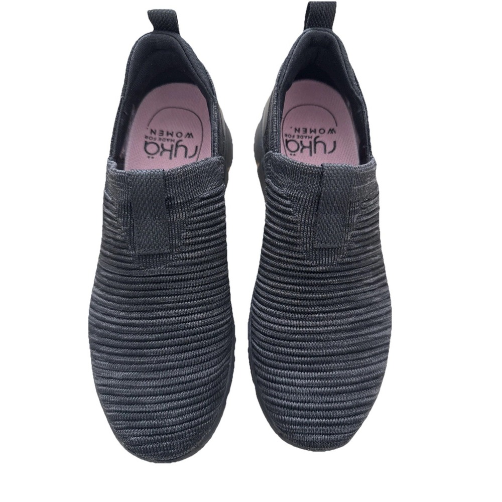 Women's Ryka Captivate Shoes Black Heather Sz  5M Arch Support‎ Slip On Washable
